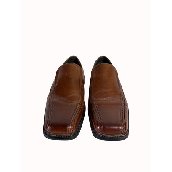 Stacy Adams Mens Loafers Size 10.5M Cognac Leather Slip On Square Toe Shoes - Picture 12 of 14
